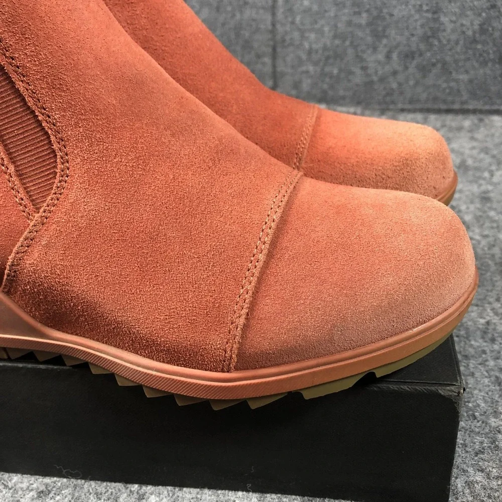 Sorel Boots‎ Womens 9.5 Orange Suede Wedge Chelsea Ankle Booties NL4910-849